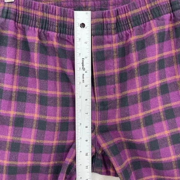 Tna Aritzia Oakwood Organic Cotton Flannel Plaid Pull On Pants Purple - Picture 11 of 12